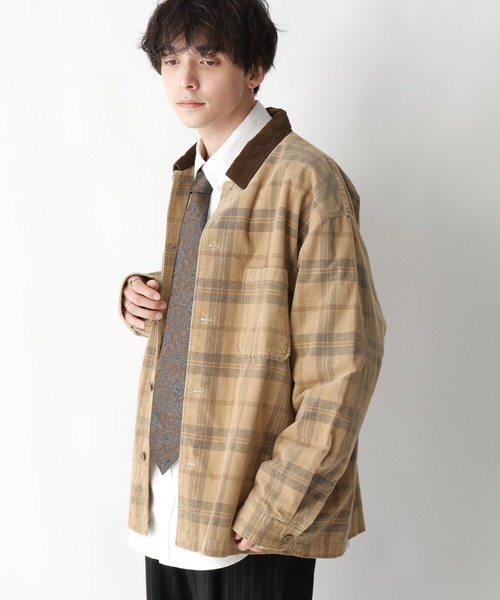 RAGEBLUE（レイジブルー）の「ヴィンテージライク/襟コーデュロイオーバーサイズチェックシャツ（シャツ/ブラウス・メンズ・グリーン系その他/ブラウン系その他・LARGE/MEDIUM）」の15枚目の写真