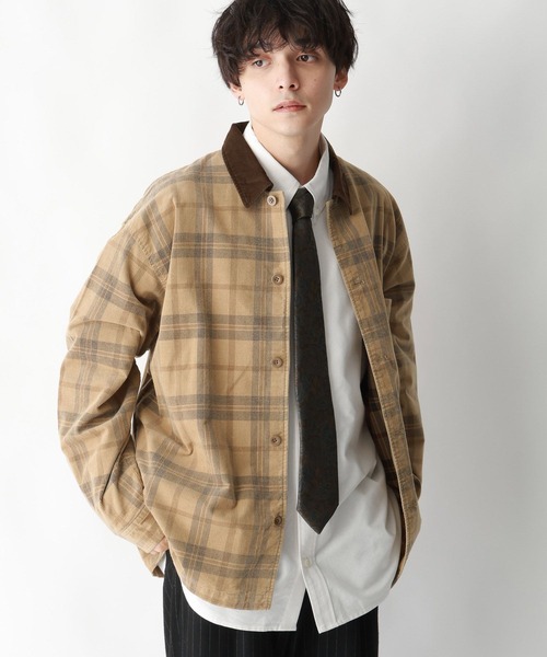 RAGEBLUE（レイジブルー）の「ヴィンテージライク/襟コーデュロイオーバーサイズチェックシャツ（シャツ/ブラウス・メンズ・グリーン系その他/ブラウン系その他・LARGE/MEDIUM）」の17枚目の写真