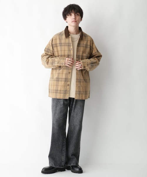 RAGEBLUE（レイジブルー）の「ヴィンテージライク/襟コーデュロイオーバーサイズチェックシャツ（シャツ/ブラウス・メンズ・グリーン系その他/ブラウン系その他・LARGE/MEDIUM）」の10枚目の写真