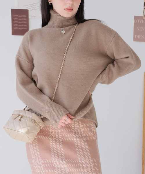 Girly Doll（ガーリードール）の「ハイネック長袖ニット（ニット/セーター・レディース・アイボリー/ブラック/グレー/モカ/ベージュ・F）」の12枚目の写真