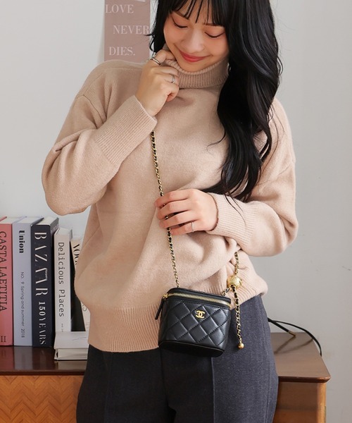 Girly Doll（ガーリードール）の「ハイネック長袖ニット（ニット/セーター・レディース・アイボリー/ブラック/グレー/モカ/ベージュ・F）」の18枚目の写真