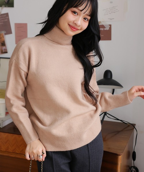 Girly Doll（ガーリードール）の「ハイネック長袖ニット（ニット/セーター・レディース・アイボリー/ブラック/グレー/モカ/ベージュ・F）」の21枚目の写真