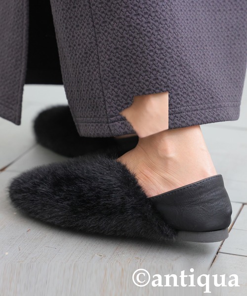 antiqua(アンティカ)の「ファーパンプス(スリッポン・レディース・グレー/ブラック・LL/L/M/S)」の8枚目の写真