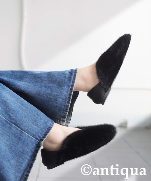 antiqua(アンティカ)の「ファーパンプス(スリッポン・レディース・グレー/ブラック・LL/L/M/S)」の10枚目の写真