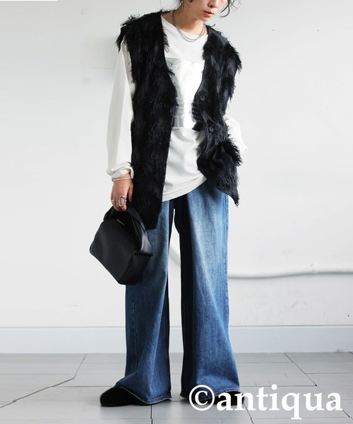 antiqua(アンティカ)の「ファーパンプス(スリッポン・レディース・グレー/ブラック・LL/L/M/S)」の12枚目の写真