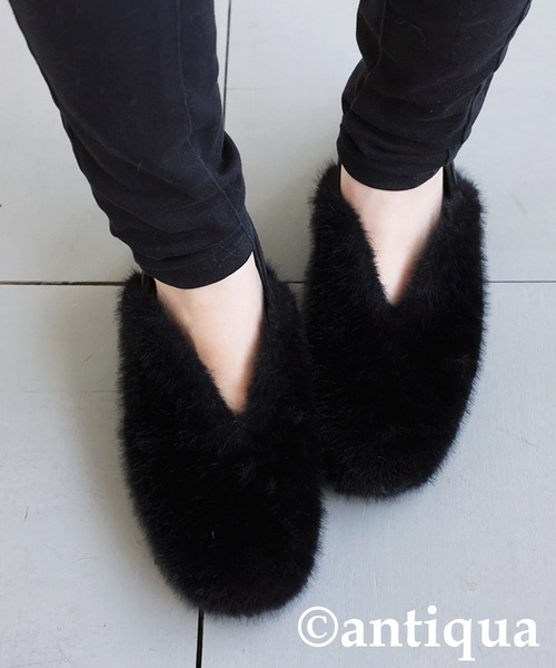 antiqua(アンティカ)の「ファーパンプス(スリッポン・レディース・グレー/ブラック・LL/L/M/S)」の14枚目の写真