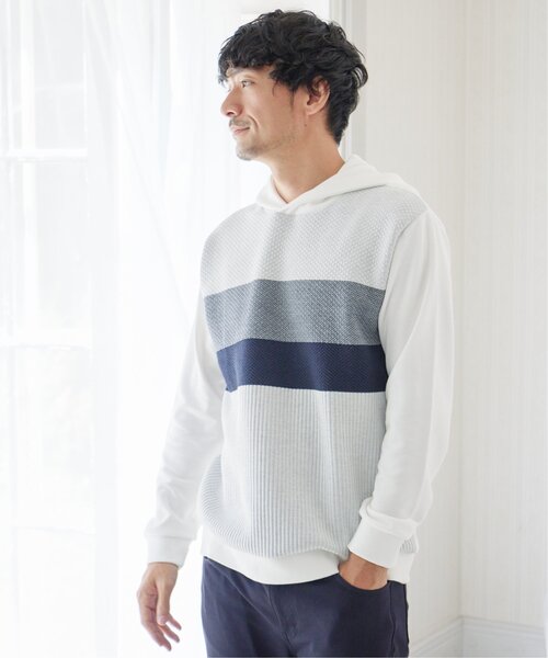 ikka（イッカ）の「ブロックスジャカードパーカー（パーカー・メンズ・ホワイト/グリーン/ネイビー・M/L/XL/S）」の20枚目の写真