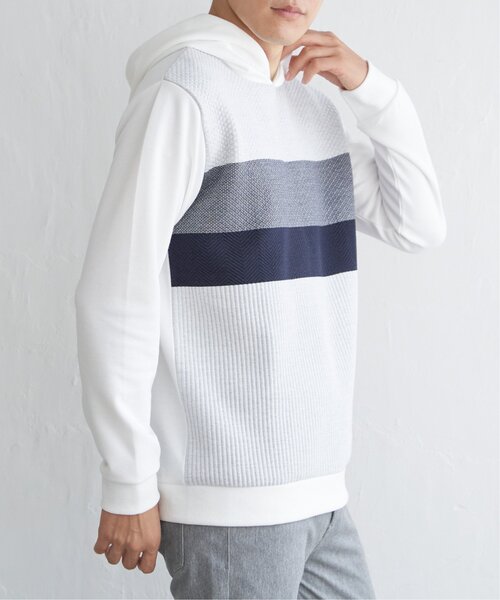 ikka（イッカ）の「ブロックスジャカードパーカー（パーカー・メンズ・ホワイト/グリーン/ネイビー・M/L/XL/S）」の6枚目の写真