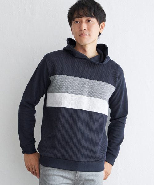 ikka（イッカ）の「ブロックスジャカードパーカー（パーカー・メンズ・ホワイト/グリーン/ネイビー・M/L/XL/S）」の5枚目の写真