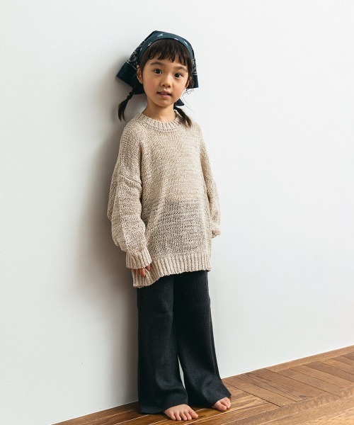ooju（オージュ）の「【ooju】ぺーパリーニット(キッズ)（ニット/セーター・キッズ・チャコールグレー/グレイッシュベージュ・1/2/3/4）」の5枚目の写真