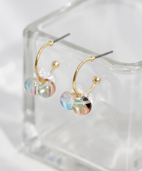 美品 ☆ALEXANDRE DE PARIS☆ ピアス フープ クリア ネイビー 美品 ☆ALEXANDRE DE PARIS☆ ピアス フープ クリア ネイビー