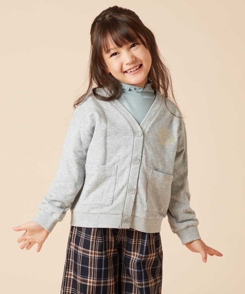 a.v.v（アーヴェヴェ）の「[140-150]エンブレム刺繍入り裏毛カーディガン（カーディガン/ボレロ・キッズ・グレー/ブラック・140/150）」の5枚目の写真