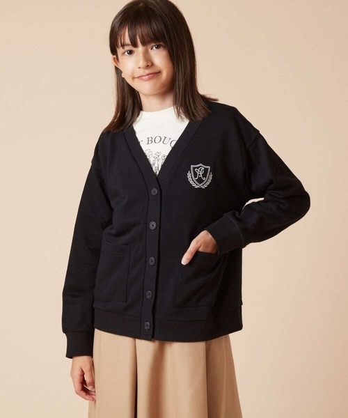 a.v.v（アーヴェヴェ）の「[140-150]エンブレム刺繍入り裏毛カーディガン（カーディガン/ボレロ・キッズ・グレー/ブラック・140/150）」の16枚目の写真