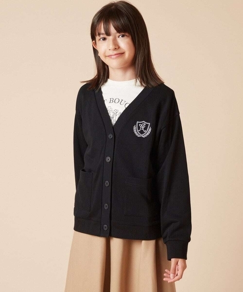 a.v.v（アーヴェヴェ）の「[140-150]エンブレム刺繍入り裏毛カーディガン（カーディガン/ボレロ・キッズ・グレー/ブラック・140/150）」の18枚目の写真