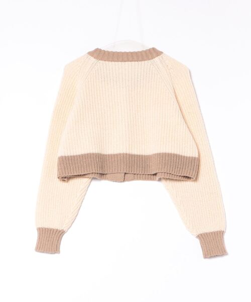 STYLEBLOCK（スタイルブロック）の「ブークレーバイカラーショートニットカーディガン（カーディガン/ボレロ・レディース・イエロー/グレー系その他/チャコールグレー/ホワイト系その他・M）」の5枚目の写真