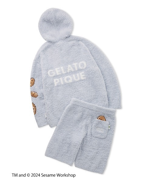 gelato pique(ジェラートピケ)の「【SESAME STREET】【HOMME】クッキーモンスター パーカ&ハーフパンツセット(ルームウェア/パジャマ・メンズ・ブルー・MEDIUM/LARGE)」の3枚目の写真