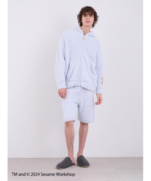 gelato pique(ジェラートピケ)の「【SESAME STREET】【HOMME】クッキーモンスター パーカ&ハーフパンツセット(ルームウェア/パジャマ・メンズ・ブルー・MEDIUM/LARGE)」の4枚目の写真