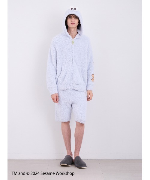 gelato pique(ジェラートピケ)の「【SESAME STREET】【HOMME】クッキーモンスター パーカ&ハーフパンツセット(ルームウェア/パジャマ・メンズ・ブルー・MEDIUM/LARGE)」の6枚目の写真