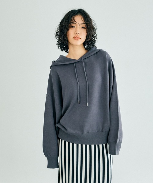 LEPSIM(レプシィム)の「12ゲージニットフーディー 133271(ニット/セーター・レディース・チャコールグレー/アイボリー・FREE)」の1枚目の写真