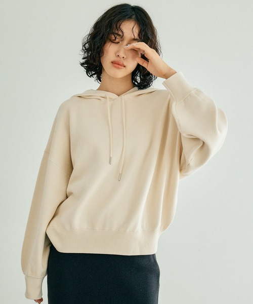 LEPSIM(レプシィム)の「12ゲージニットフーディー 133271(ニット/セーター・レディース・チャコールグレー/アイボリー・FREE)」の3枚目の写真