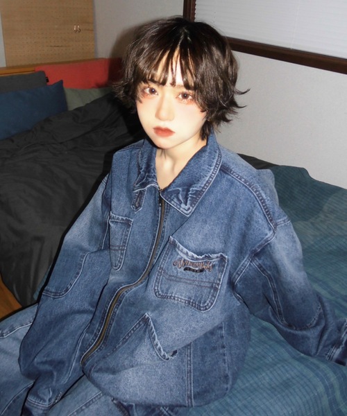 WudgeBoy（ワッジボーイ）の「denim　jacket（デニムジャケット・レディース・インディゴブルー/ブラック・MEDIUM/LARGE）」の8枚目の写真
