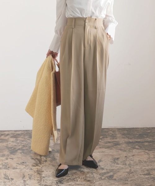 DONOBAN（ドノバン）の「ダブルタックカラーパンツ（その他パンツ・レディース・ブラック/アイボリー/グレー/ベージュ/ブラウン・S/M/L）」の5枚目の写真