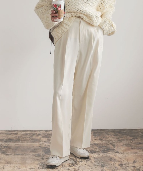 DONOBAN（ドノバン）の「ダブルタックカラーパンツ（その他パンツ・レディース・ブラック/アイボリー/グレー/ベージュ/ブラウン・S/M/L）」の2枚目の写真