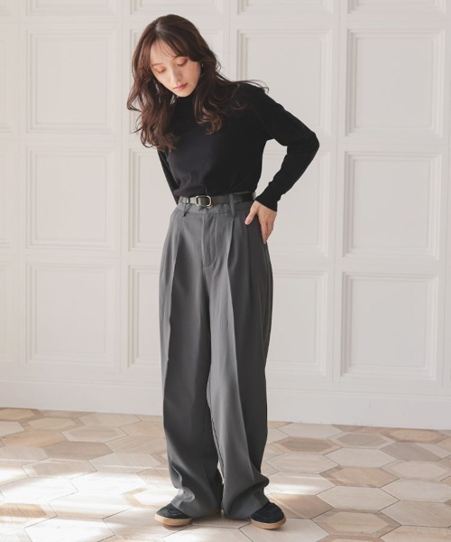 DONOBAN（ドノバン）の「ダブルタックカラーパンツ（その他パンツ・レディース・ブラック/アイボリー/グレー/ベージュ/ブラウン・S/M/L）」の7枚目の写真