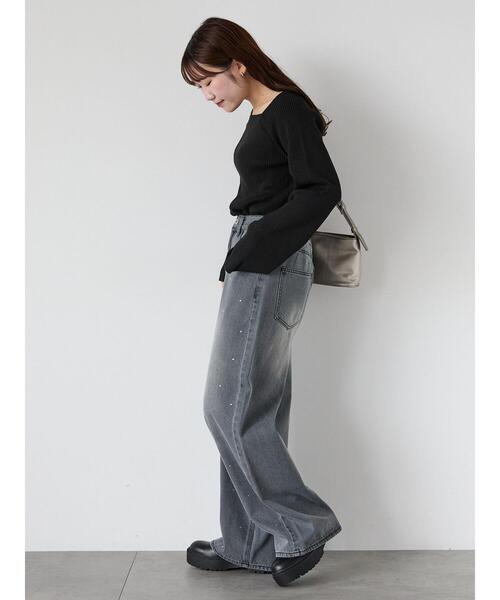 ehka sopo（エヘカソポ）の「ラインストーン付デニムパンツ（その他パンツ・レディース・ネイビー/グレー/ブルー・F）」の10枚目の写真