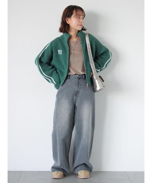 ehka sopo（エヘカソポ）の「ラインストーン付デニムパンツ（その他パンツ・レディース・ネイビー/グレー/ブルー・F）」の12枚目の写真