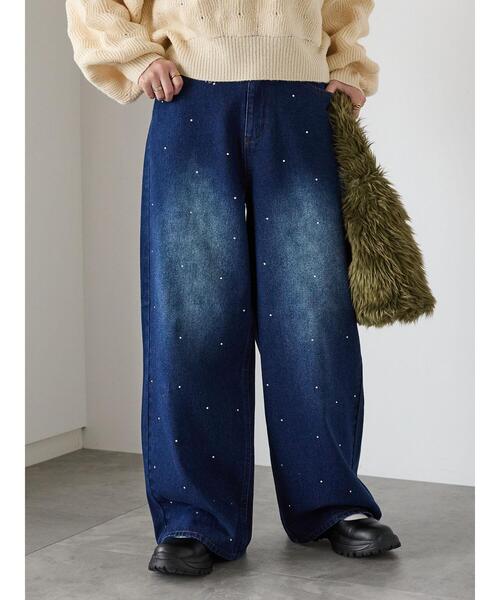 ehka sopo（エヘカソポ）の「ラインストーン付デニムパンツ（その他パンツ・レディース・ネイビー/グレー/ブルー・F）」の16枚目の写真