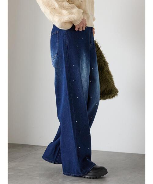 ehka sopo（エヘカソポ）の「ラインストーン付デニムパンツ（その他パンツ・レディース・ネイビー/グレー/ブルー・F）」の17枚目の写真