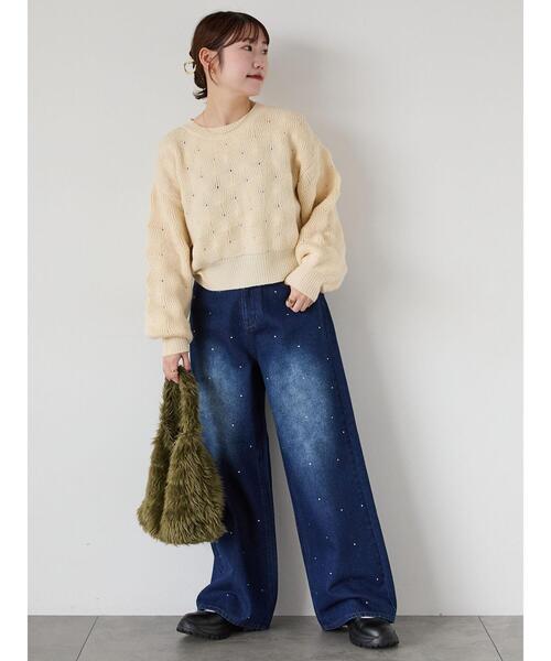 ehka sopo（エヘカソポ）の「ラインストーン付デニムパンツ（その他パンツ・レディース・ネイビー/グレー/ブルー・F）」の19枚目の写真