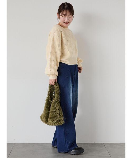 ehka sopo（エヘカソポ）の「ラインストーン付デニムパンツ（その他パンツ・レディース・ネイビー/グレー/ブルー・F）」の20枚目の写真