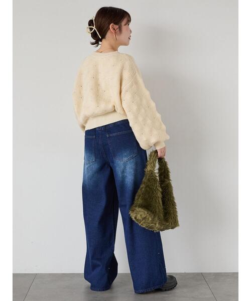 ehka sopo（エヘカソポ）の「ラインストーン付デニムパンツ（その他パンツ・レディース・ネイビー/グレー/ブルー・F）」の21枚目の写真