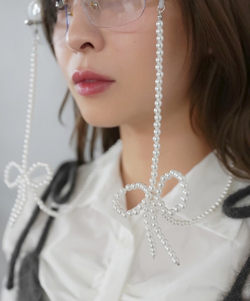 ♪571❤️ リボン　りぼん　パール　ロンデル　マスクチェーン　メガネチェーン ♪571❤️ リボン りぼん パール ロンデル マスクチェーン