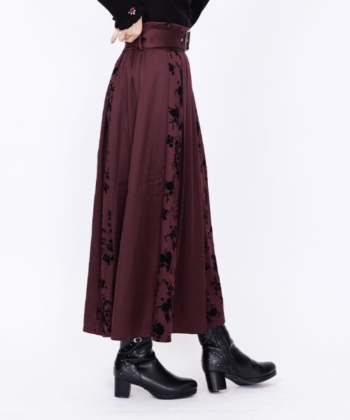 axes femme(アクシーズファム)の「フラワーフロッキー切替スカート(スカート・レディース・ブラック/ブルーグリーン/パープル・FREE)」の5枚目の写真