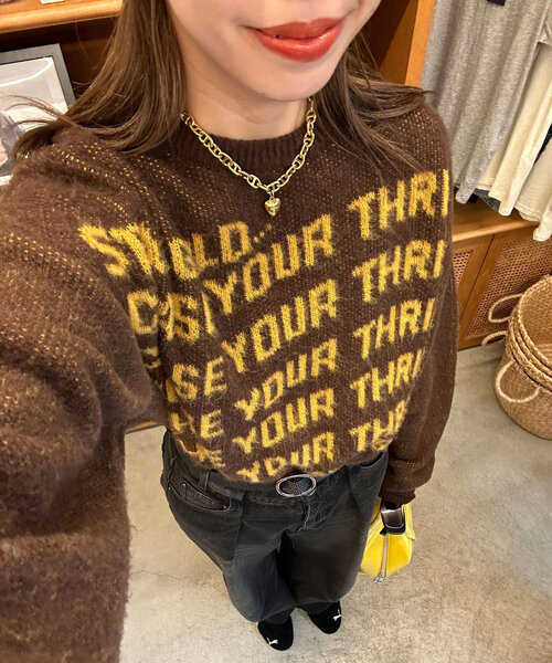 CIAOPANIC（チャオパニック）の「メッセージロゴニット（ニット/セーター・レディース・ネイビー/ブラウン/グレー/アイボリー・FREE）」の3枚目の写真