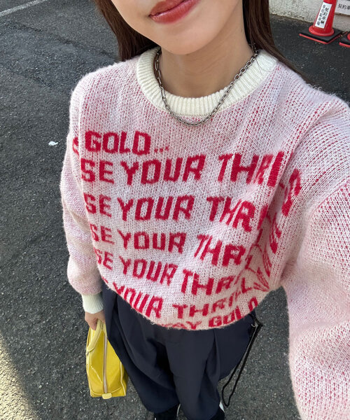 CIAOPANIC（チャオパニック）の「メッセージロゴニット（ニット/セーター・レディース・ネイビー/ブラウン/グレー/アイボリー・FREE）」の2枚目の写真