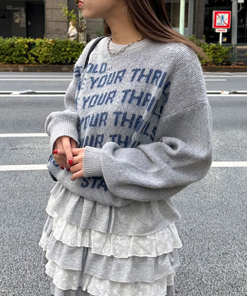 CIAOPANIC（チャオパニック）の「メッセージロゴニット（ニット/セーター・レディース・ネイビー/ブラウン/グレー/アイボリー・FREE）」の19枚目の写真