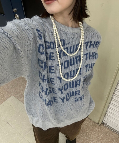 CIAOPANIC（チャオパニック）の「メッセージロゴニット（ニット/セーター・レディース・ネイビー/ブラウン/グレー/アイボリー・FREE）」の21枚目の写真