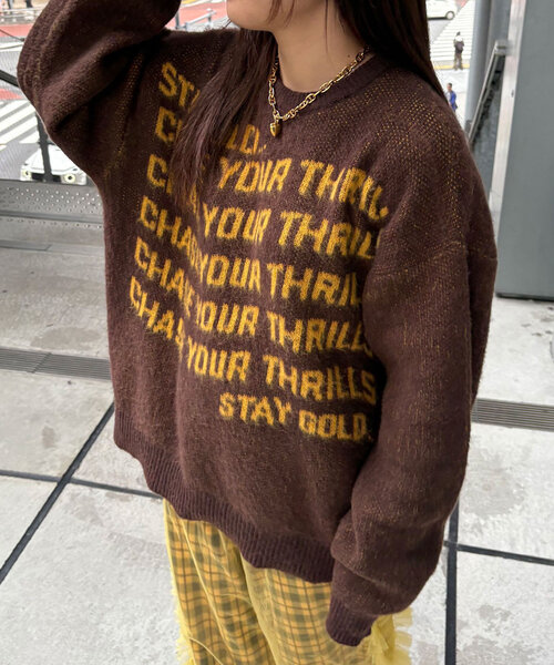 CIAOPANIC（チャオパニック）の「メッセージロゴニット（ニット/セーター・レディース・ネイビー/ブラウン/グレー/アイボリー・FREE）」の15枚目の写真