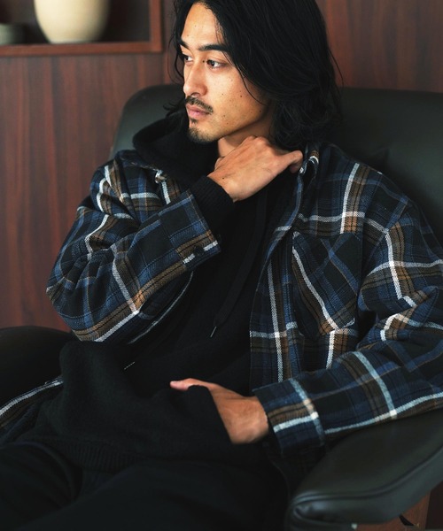 jiggys shop(ジギーズショップ)の「裏ボアネルチェックシャツ(シャツ/ブラウス・メンズ・ブラウン系その他/ブラック系その他/ブルー系その他/ブラック系その他2・X-LARGE/MEDIUM/LARGE)」の4枚目の写真