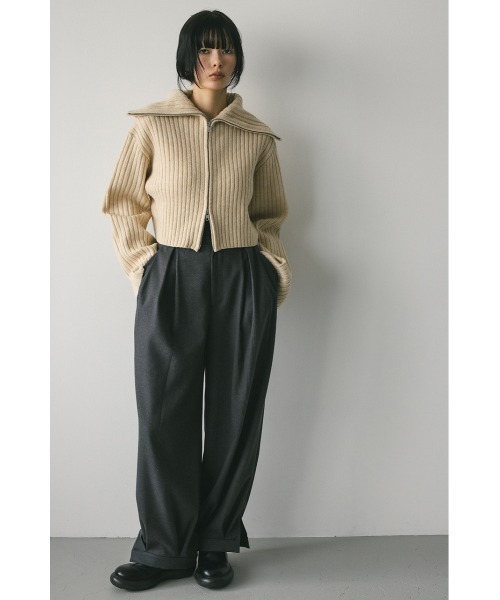 STYLEMIXER(スタイルミキサー)の「ビッグカラージップショートニット(ニット/セーター・レディース・ブラウン/ブルー/アイボリー・FREE)」の5枚目の写真