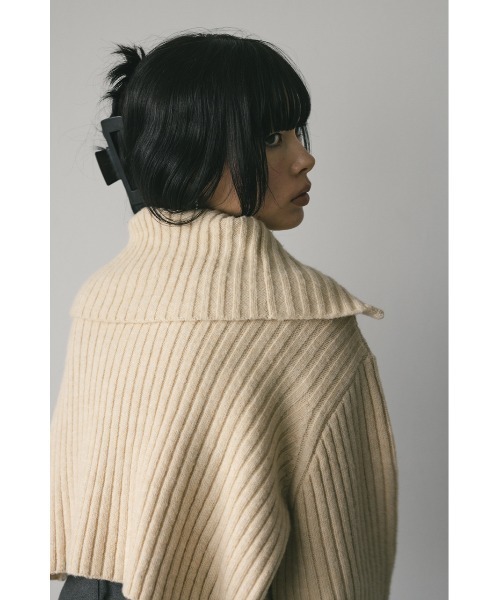 STYLEMIXER(スタイルミキサー)の「ビッグカラージップショートニット(ニット/セーター・レディース・ブラウン/ブルー/アイボリー・FREE)」の12枚目の写真