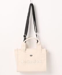 【Jolie Joli/ジョリージョリ】ロゴ刺繍 コットン キャンバス 2WAYハンドバッグ ショルダーバッグ