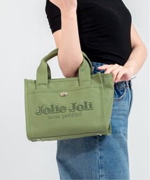 【Jolie Joli/ジョリージョリ】ロゴ刺繍 コットン キャンバス 2WAYハンドバッグ ショルダーバッグ