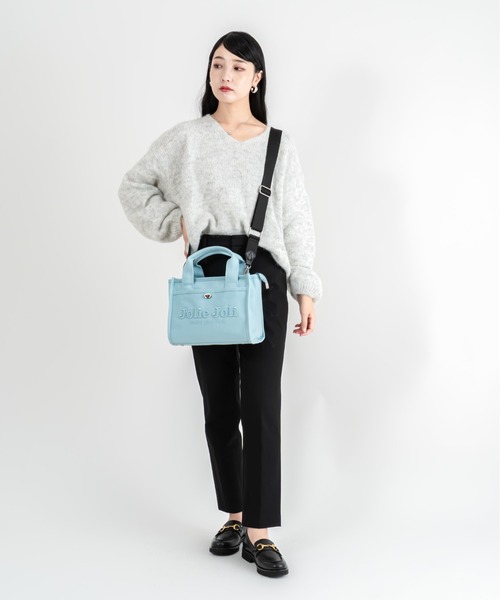 Jolie Joli(ジョリージョリ)の「【Jolie Joli/ジョリージョリ】ロゴ刺繍 コットン キャンバス 2WAYハンドバッグ ショルダーバッグ(ハンドバッグ・レディース・ブラック/ベージュ/グレー/ブルー/ネイビー/パープル/グレー系その他/カーキ/ライトブルー/ライトピンク/アイボリー・FREE)」の22枚目の写真