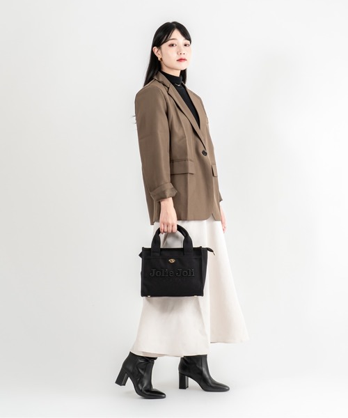 Jolie Joli(ジョリージョリ)の「【Jolie Joli/ジョリージョリ】ロゴ刺繍 コットン キャンバス 2WAYハンドバッグ ショルダーバッグ(ハンドバッグ・レディース・ブラック/ベージュ/グレー/ブルー/ネイビー/パープル/グレー系その他/カーキ/ライトブルー/ライトピンク/アイボリー・FREE)」の17枚目の写真