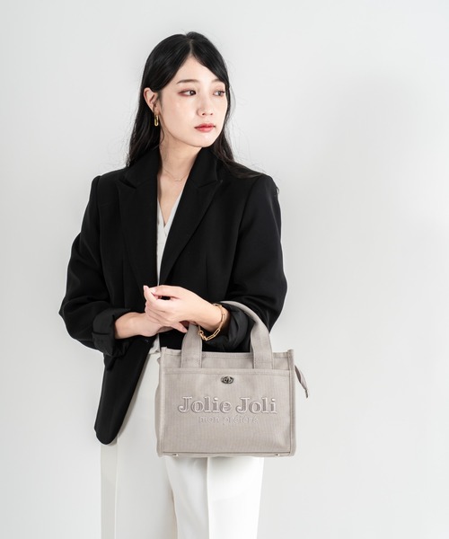 Jolie Joli(ジョリージョリ)の「【Jolie Joli/ジョリージョリ】ロゴ刺繍 コットン キャンバス 2WAYハンドバッグ ショルダーバッグ(ハンドバッグ・レディース・ブラック/ベージュ/グレー/ブルー/ネイビー/パープル/グレー系その他/カーキ/ライトブルー/ライトピンク/アイボリー・FREE)」の16枚目の写真